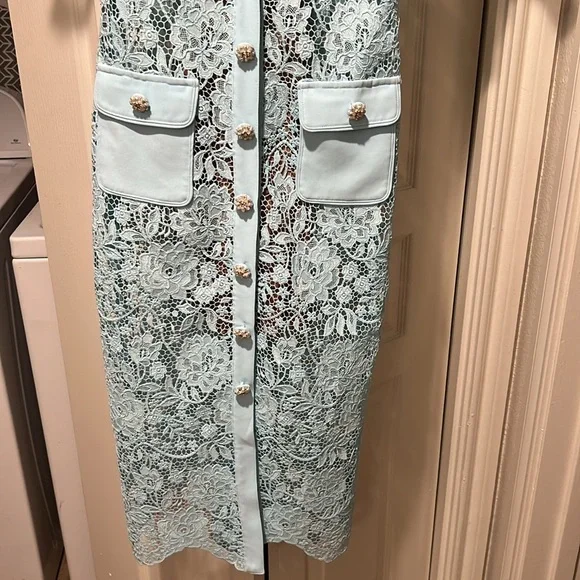 SELF PORTRAIT BABY BLUE LACE DRESS OLD MONEY CONTEMPORARY - Picture 6 of 7